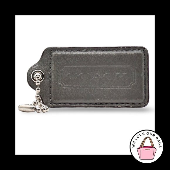 RARE 3" XL COACH Gray Smooth Leather Nickel Key Fob Bag Charm Keychain Hang Tag - Picture 1 of 1